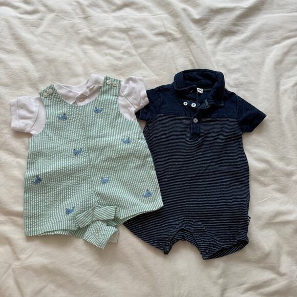 Bundle Boys Newborn 3M Smocked Outfit One Piece Super Soft Splendid Starting Out - Picture 7 of 7